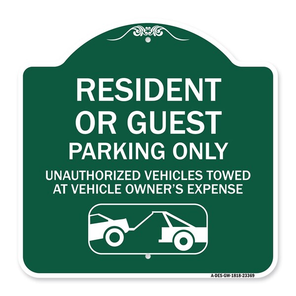 Parking Restriction Resident or Guest Parking Only Unauthorized Vehicles Towed at Own, GW-1818-23369